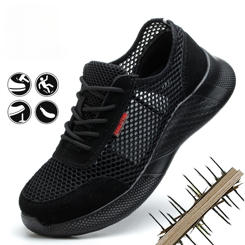 Men Shoes For Office Work - Herren Sommer Mesh Atmungsaktive Stahlkappen-Sicherheitsschuhe –
