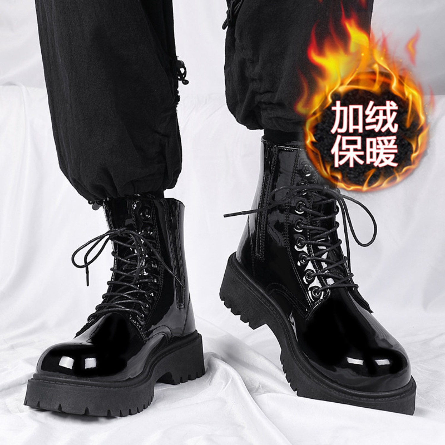 Men Shoes Everyday - Warme Plüsch-High-Top-Stiefel für Herren, Winterstiefel mit