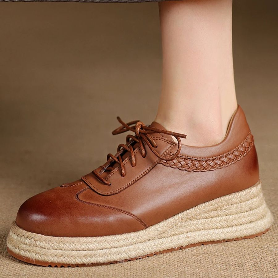 Oxford Brogue Leather - EAGSITY Braune Oxford-Schuhe aus Rindsleder im