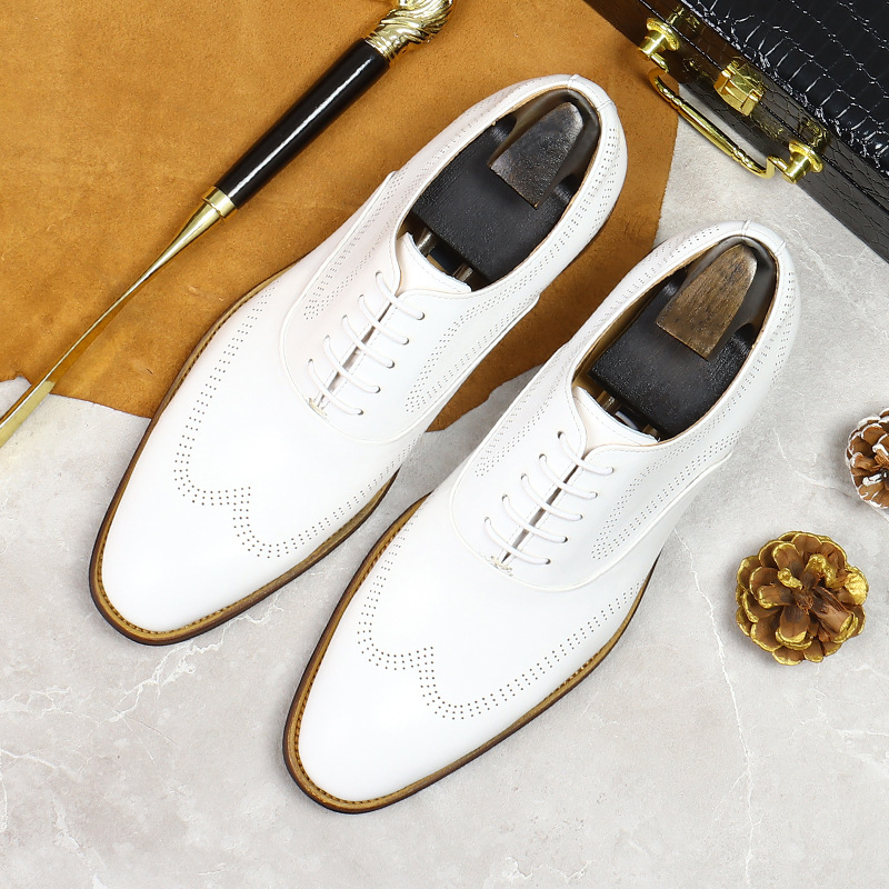 Oxford Brogue Leather - Weiße prägnante verschleiß feste Brogue-Schuhe aus