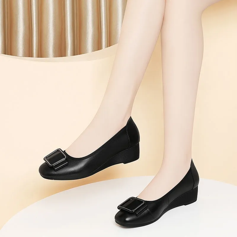 Men Shoes For Office Work - Damenschuhe, niedliche, runde Zehenpartie, leicht, schwarzes