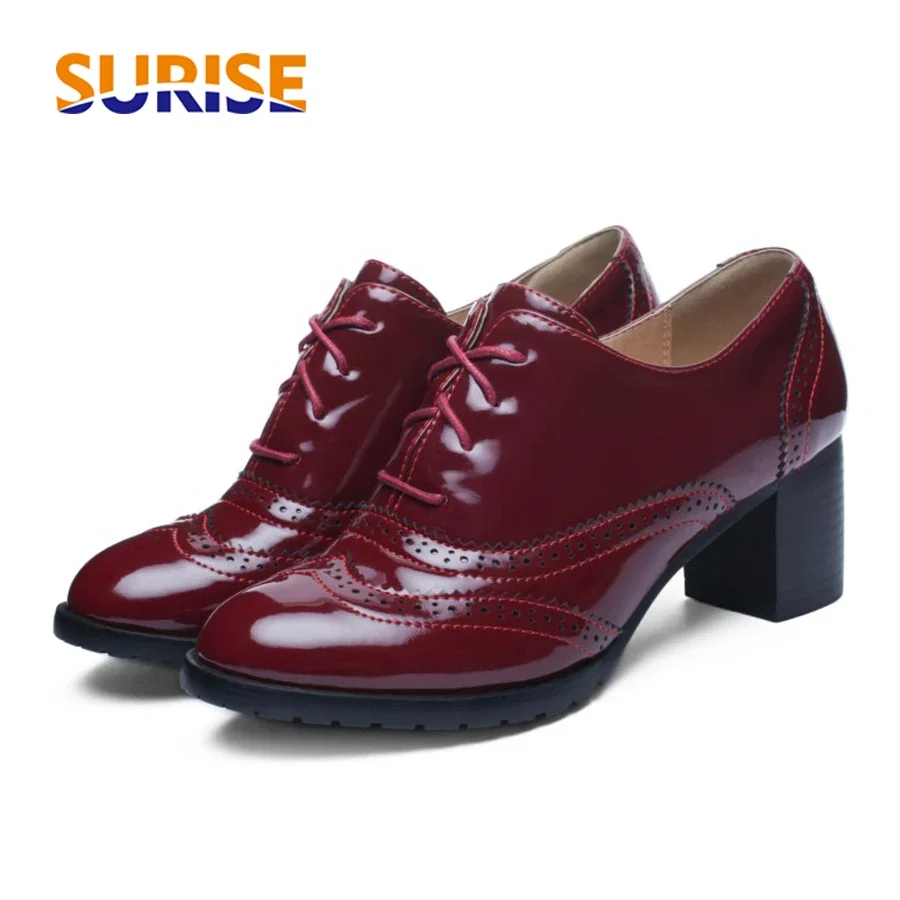Oxford Brogue Leather - Britische Frauen Oxfords blau rot schwarz